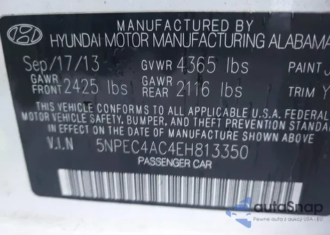 2014 Hyundai Sonata Limited из США, поврежденный, VIN 5NPEC4AC4EH813350